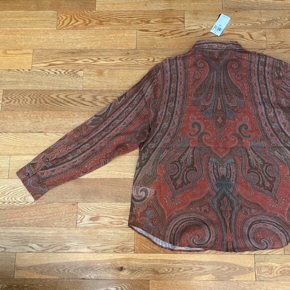 Lauren Ralph Lauren Women Orange Paisley Challis Shirt Long Sleeve Size XXL NWT - Picture 8 of 9